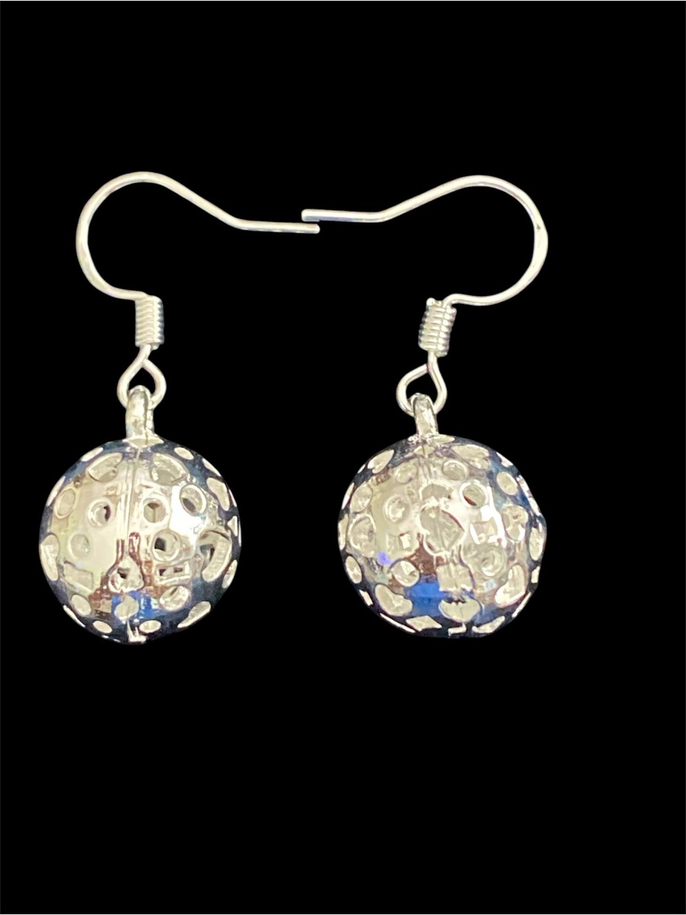 Sterling Silver 🤍 and ⚪️ Detailed Ball Drop Women’s Earrings -
